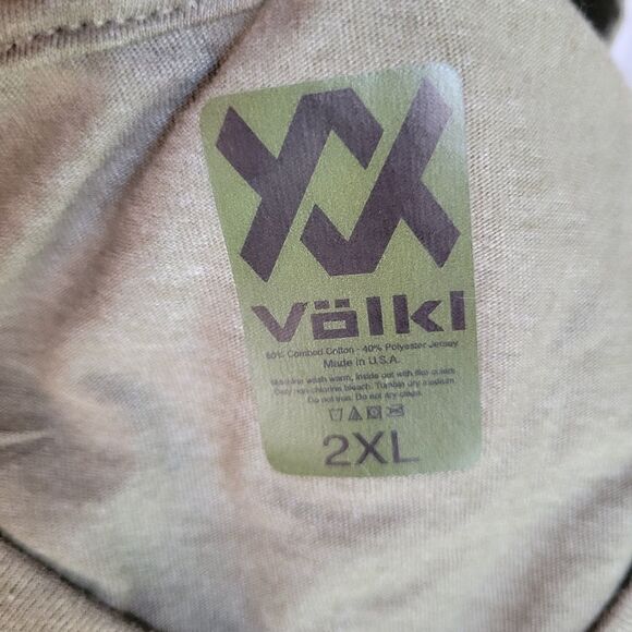 New Volki Men's V-neck Logo Tee, Heathered Hunter, NIP - Picture 5 of 6